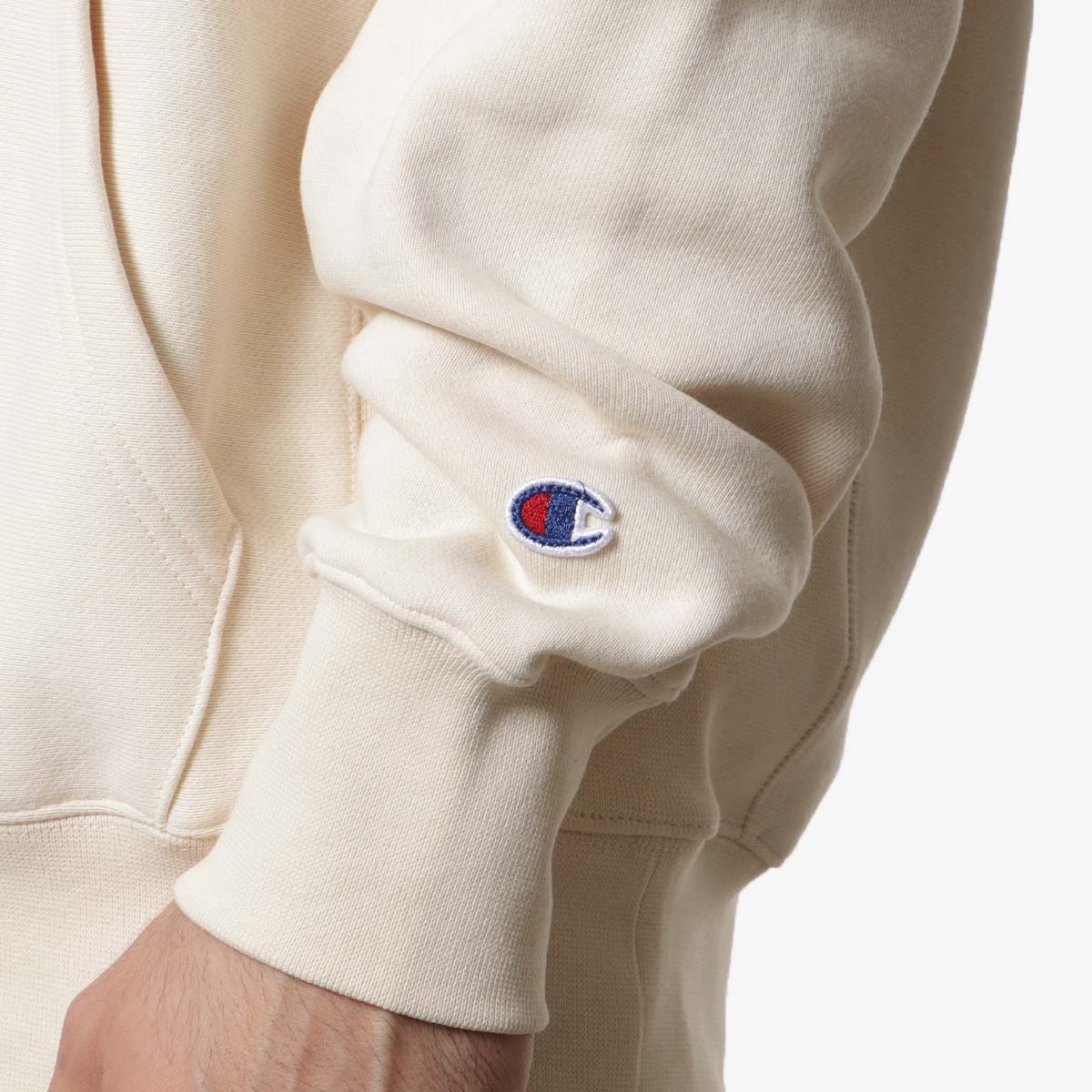 Champion Reverse Weave Hoodie, Cream, Detail Shot 3