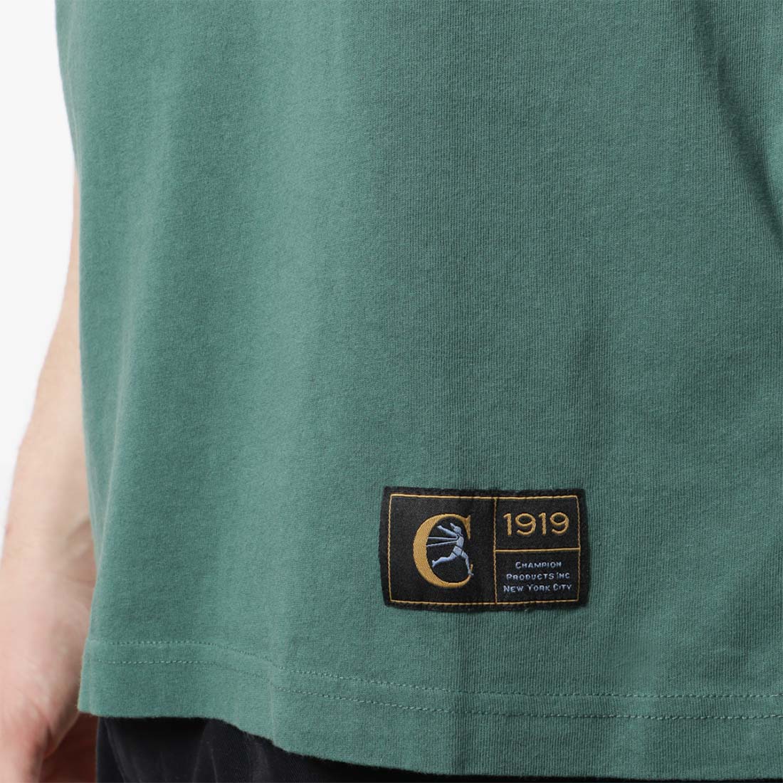 main Champion Reverse Weave Archive T-Shirt, Forest Green, Detail Shot 3