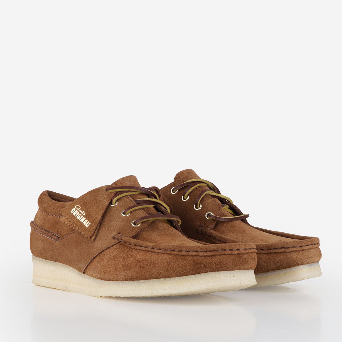 main Clarks Originals Wallabee Boat Shoes, Cola Suede, Detail Shot 2