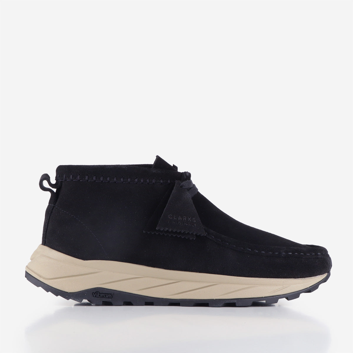 main Clarks Originals Wallabee Eden Shoes, Black Suede, Detail Shot 1