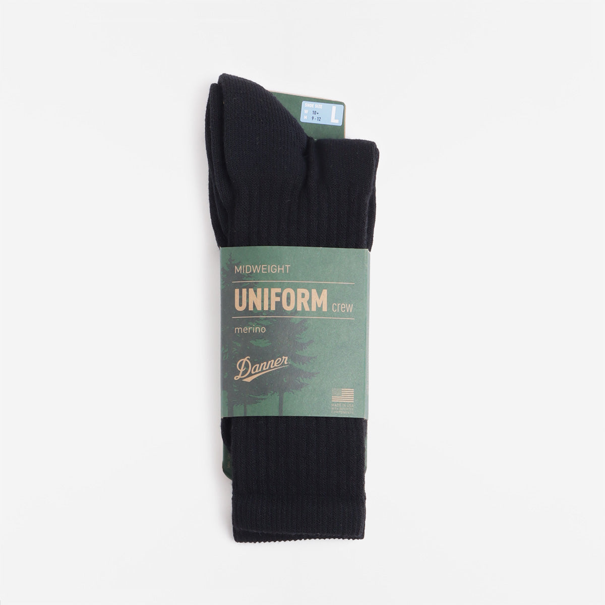 main Danner Uniform Midweight Merino Crew Socks, Black, Detail Shot 2