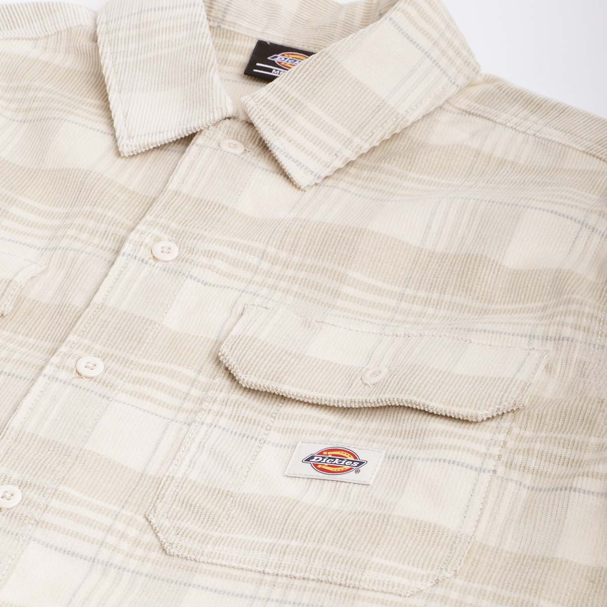 main Dickies Alma Shirt, Cord Check Light, Detail Shot 2