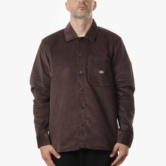 Dickies Corduroy Shirt, Chocolate Brown, Detail Shot 1