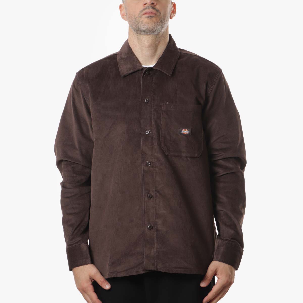 main Dickies Corduroy Shirt, Chocolate Brown, Detail Shot 1