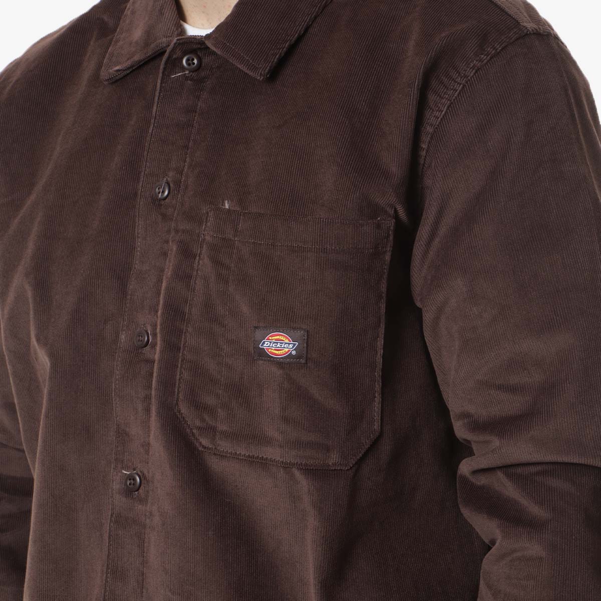 main Dickies Corduroy Shirt, Chocolate Brown, Detail Shot 2