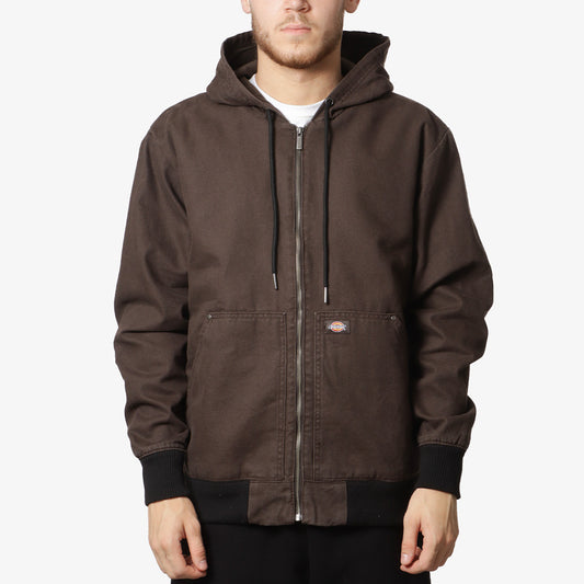 Dickies Duck Canvas Hooded Jacket, Dark Brown, Detail Shot 1