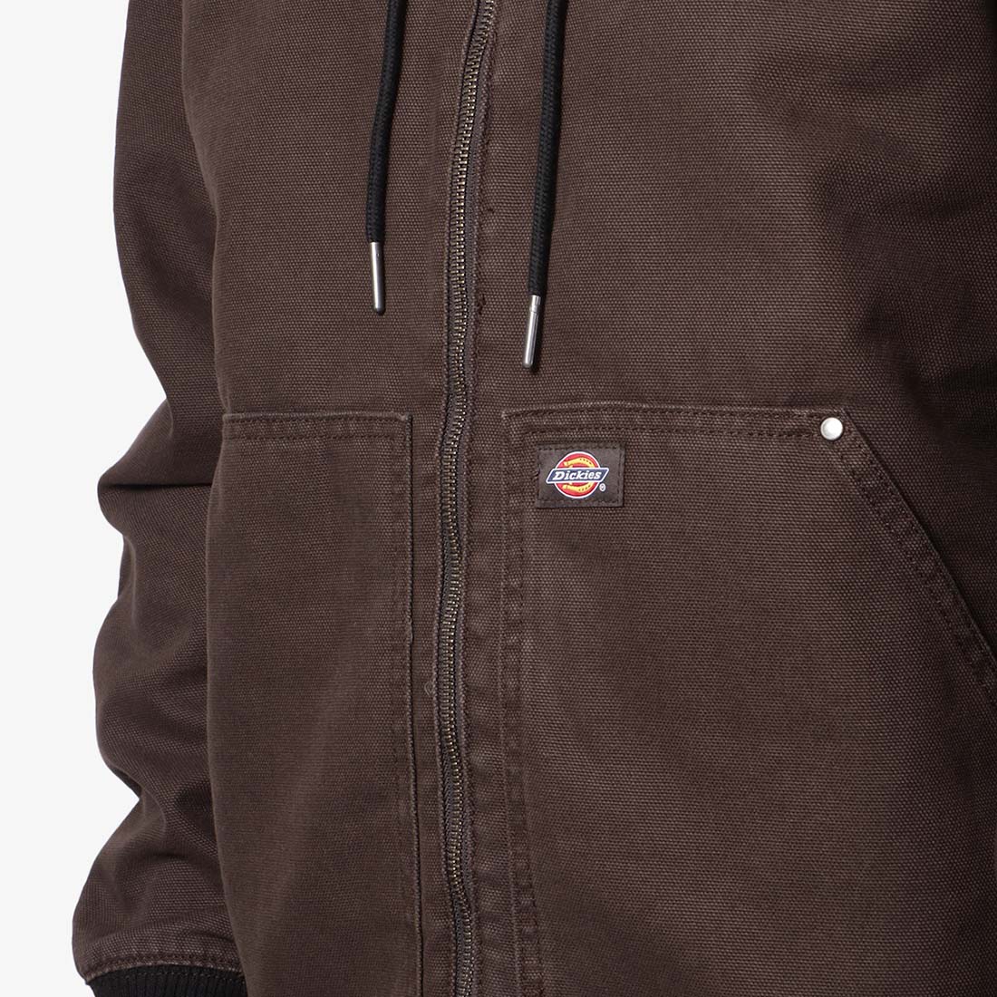 Dickies Duck Canvas Hooded Jacket, Dark Brown, Detail Shot 2