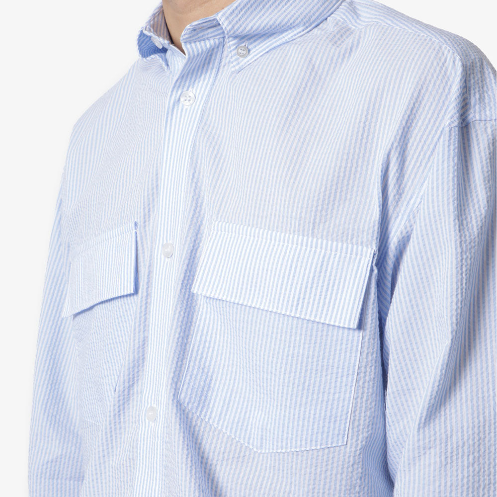 main Dispatches Foreman Seersucker Shirt, Blue Stripes, Detail Shot 2