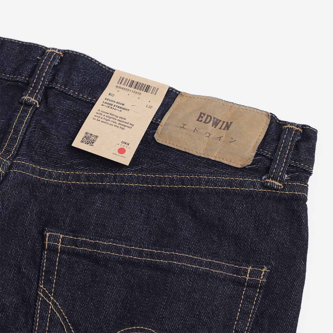 main Edwin Loose Straight Kaihara Yoshiko 12.5oz Left Hand Denim Jeans, Blue - Rinsed, Detail Shot 5