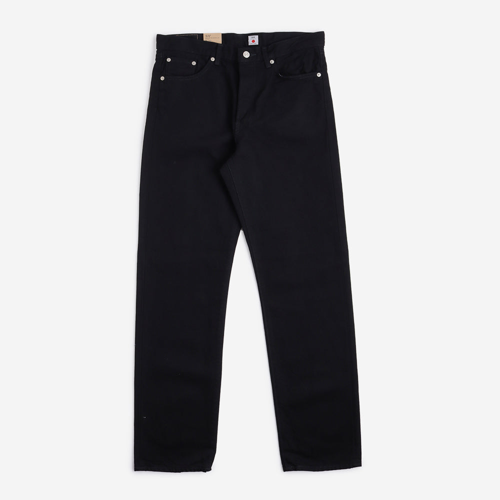 main Edwin Loose Straight Kaihara Yoshiko 13oz Right Hand Black Denim Jeans, Black - Unwashed, Detail Shot 2