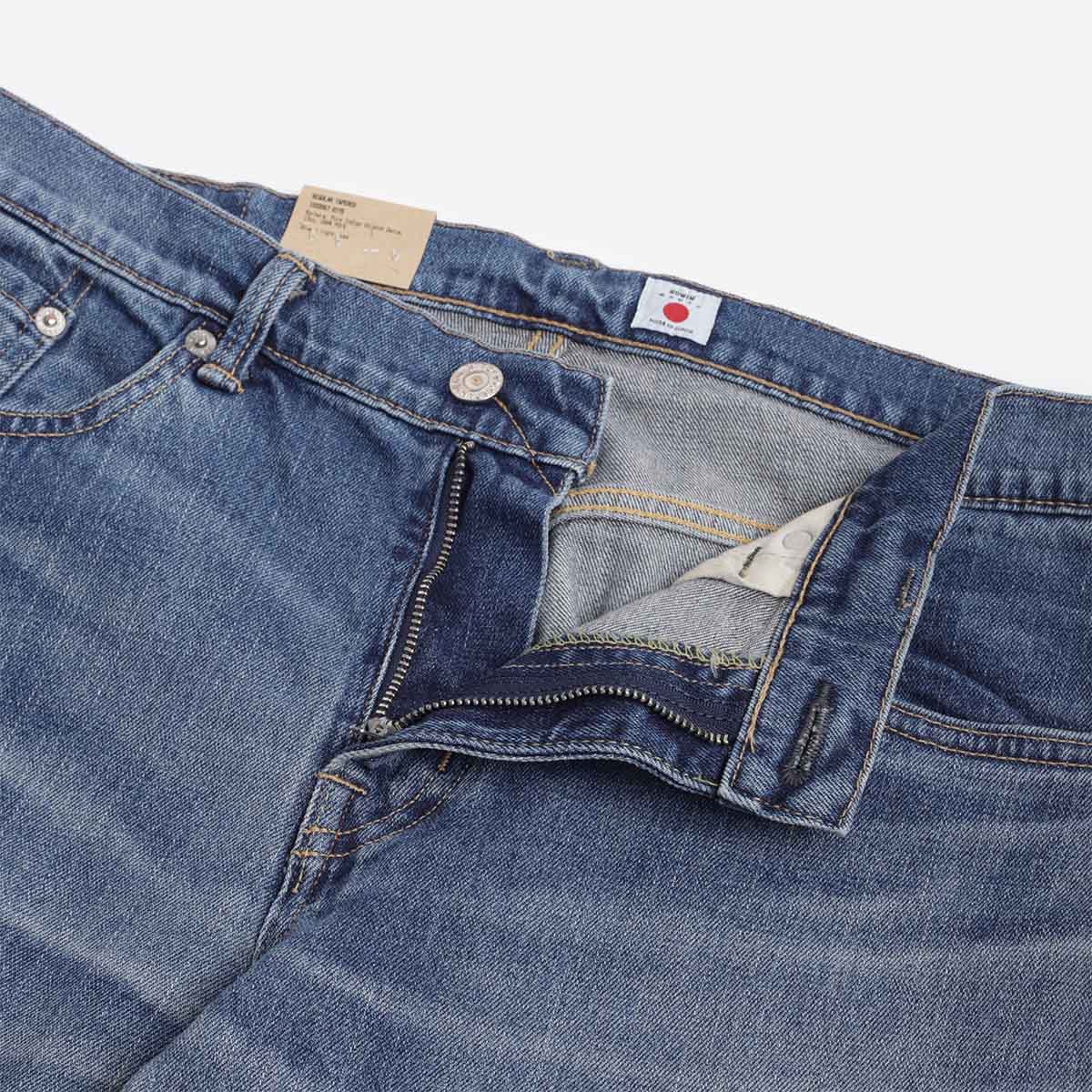 main Edwin Regular Tapered Kaihara Pure Indigo Stretch 13oz Denim Jeans, Blue - Light Used, Detail Shot 3