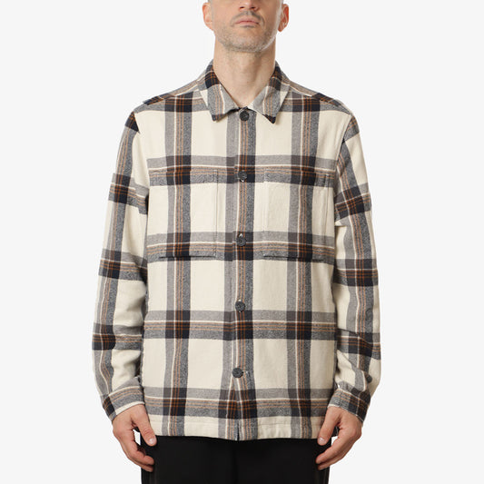 Fjallraven Singi Flannel Overshirt, Chalk White Dark Navy, Detail Shot 1