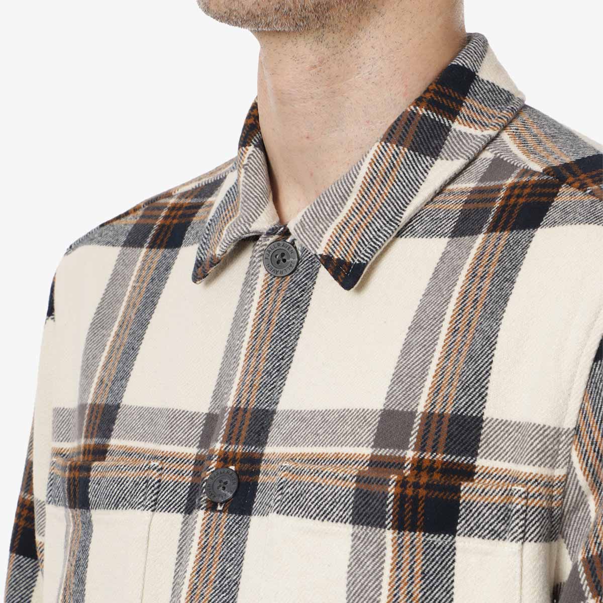 Fjallraven Singi Flannel Overshirt, Chalk White Dark Navy, Detail Shot 4