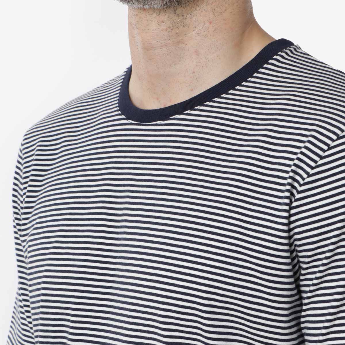 Folk 1x1 Striped T-Shirt, Navy Ecru, Detail Shot 2