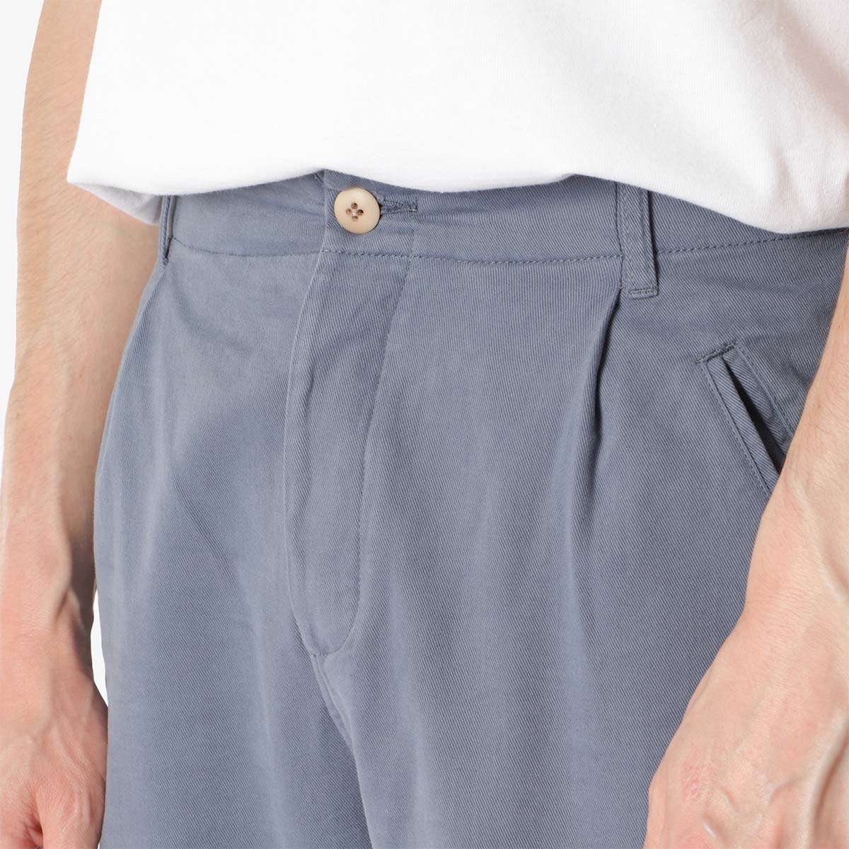 Folk Assembly Pant, Soft Blue Brushed Twill, Detail Shot 2