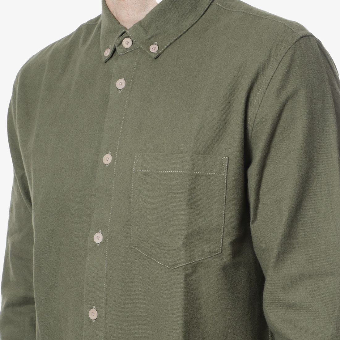 main Folk Relaxed Fit Shirt, Dark Sage Flannel, Detail Shot 2