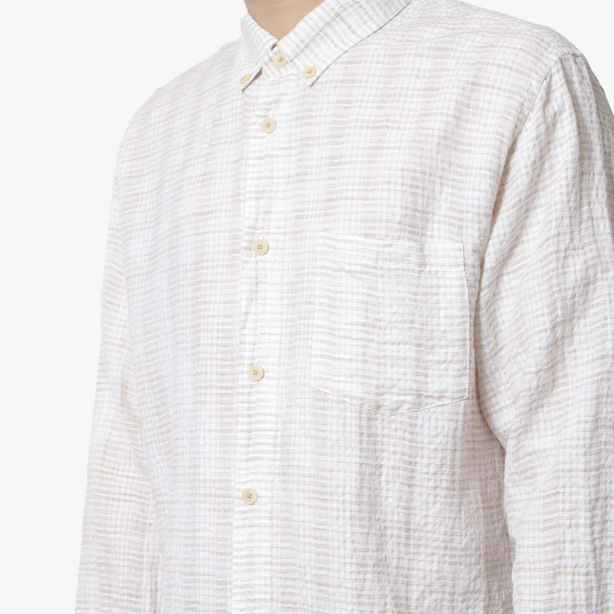 main Folk Relaxed Fit Shirt, Natural Crinkle Stripe, Detail Shot 2