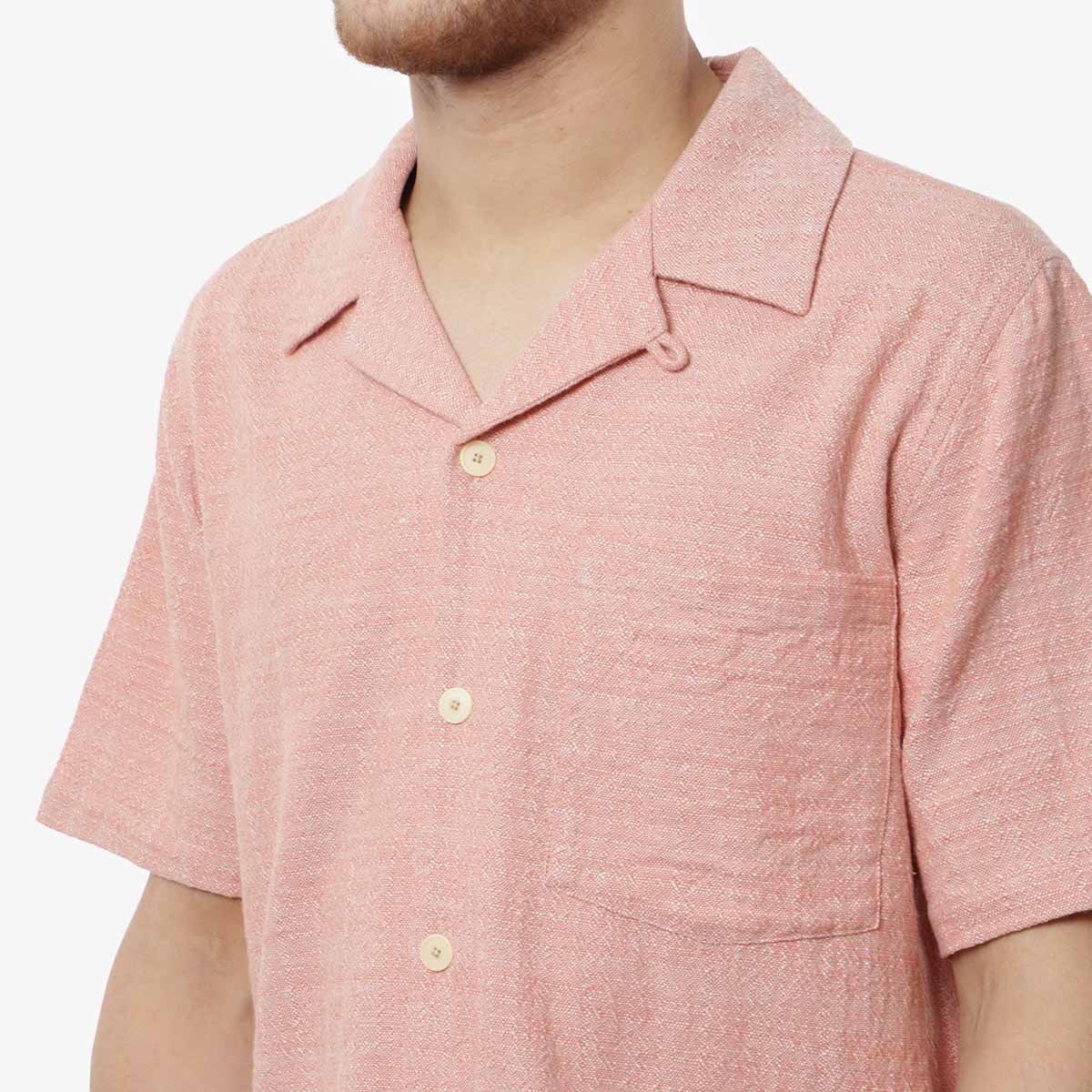 Folk Soft Collar Shirt, Coral Texture, Detail Shot 2