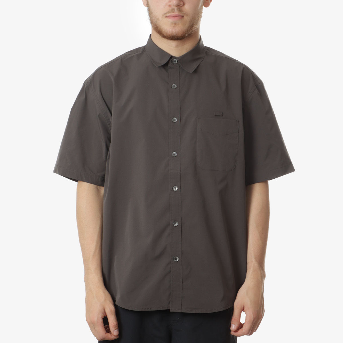 FrizmWORKS OG Poplin Oversized Shirt, Charcoal, Detail Shot 1