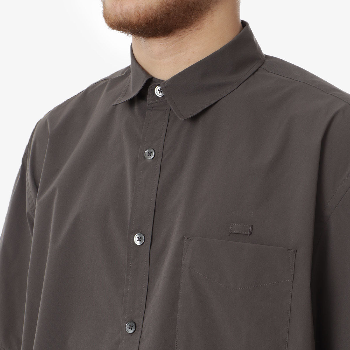 FrizmWORKS OG Poplin Oversized Shirt, Charcoal, Detail Shot 2