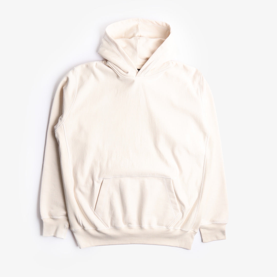 main Good Measure M-20 Heavyweight Hooded Sweatshirt, Ecru, Detail Shot 1