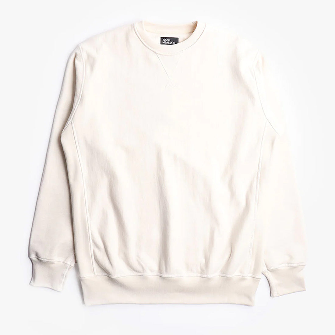 main Good Measure M-21 Heavyweight Crew Neck Sweatshirt, Ecru, Detail Shot 1