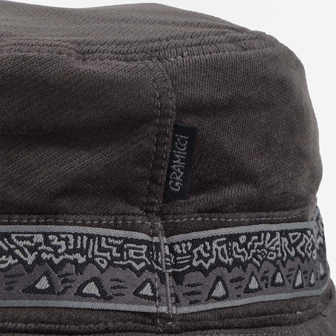 main Gramicci x And Wander JQ Tape Corduroy Hat, Charcoal, Detail Shot 2