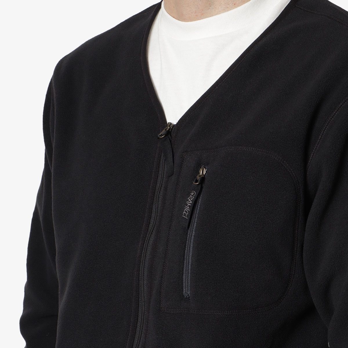 Gramicci Fleece Cardigan Zip-Up, Black, Detail Shot 2