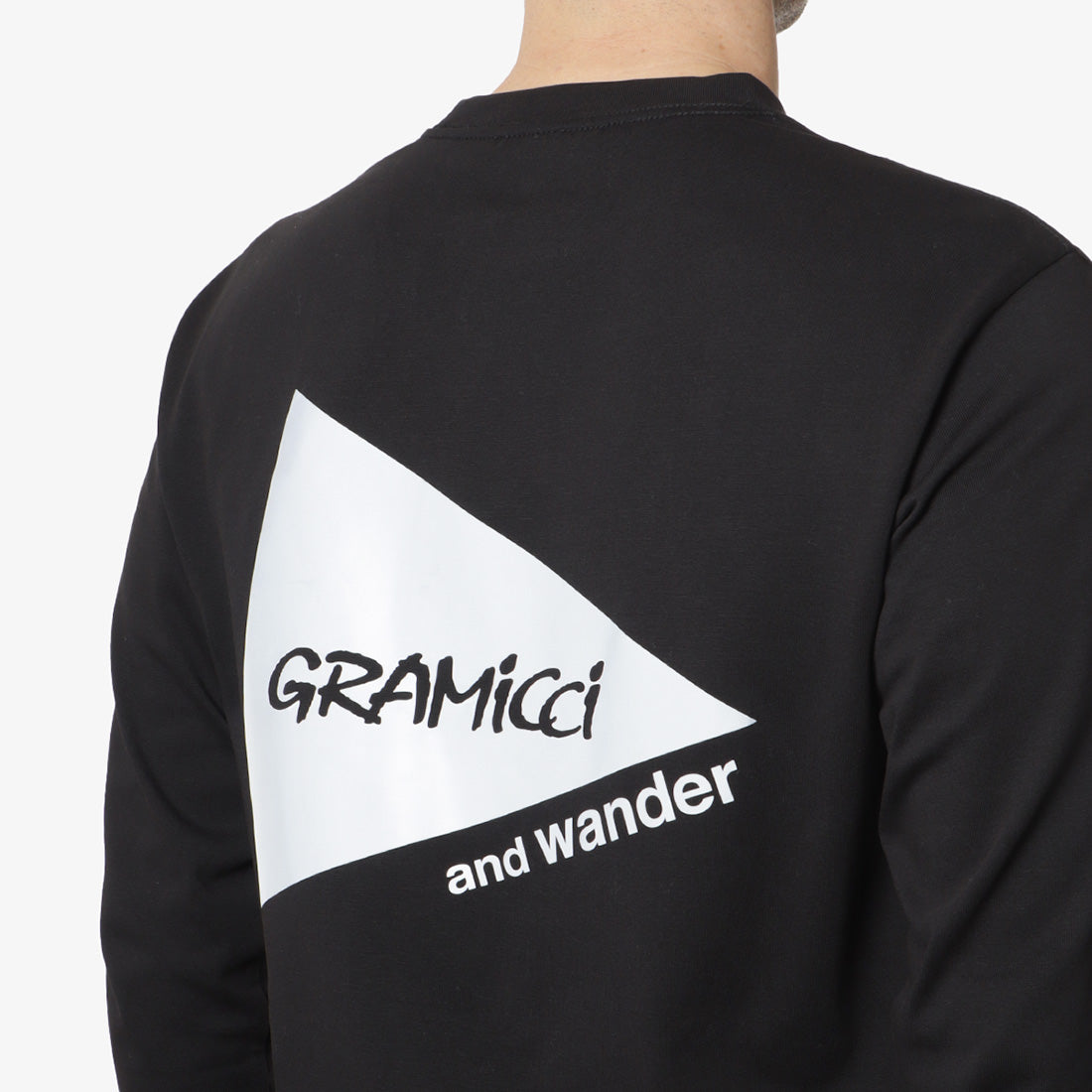 Gramicci x And Wander Backprint Long Sleeve T-Shirt, Black, Detail Shot 4