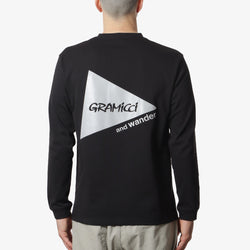 thumbnail Gramicci x And Wander Backprint Long Sleeve T-Shirt, Black, Detail Shot 1