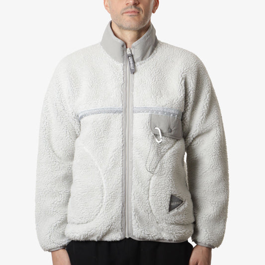 Gramicci x And Wander JQ Tape Fleece Jacket, Light Grey, Detail Shot 1