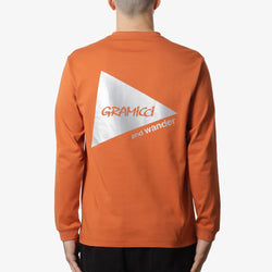 thumbnail Gramicci x And Wander Backprint Long Sleeve T-Shirt, Orange, Detail Shot 1