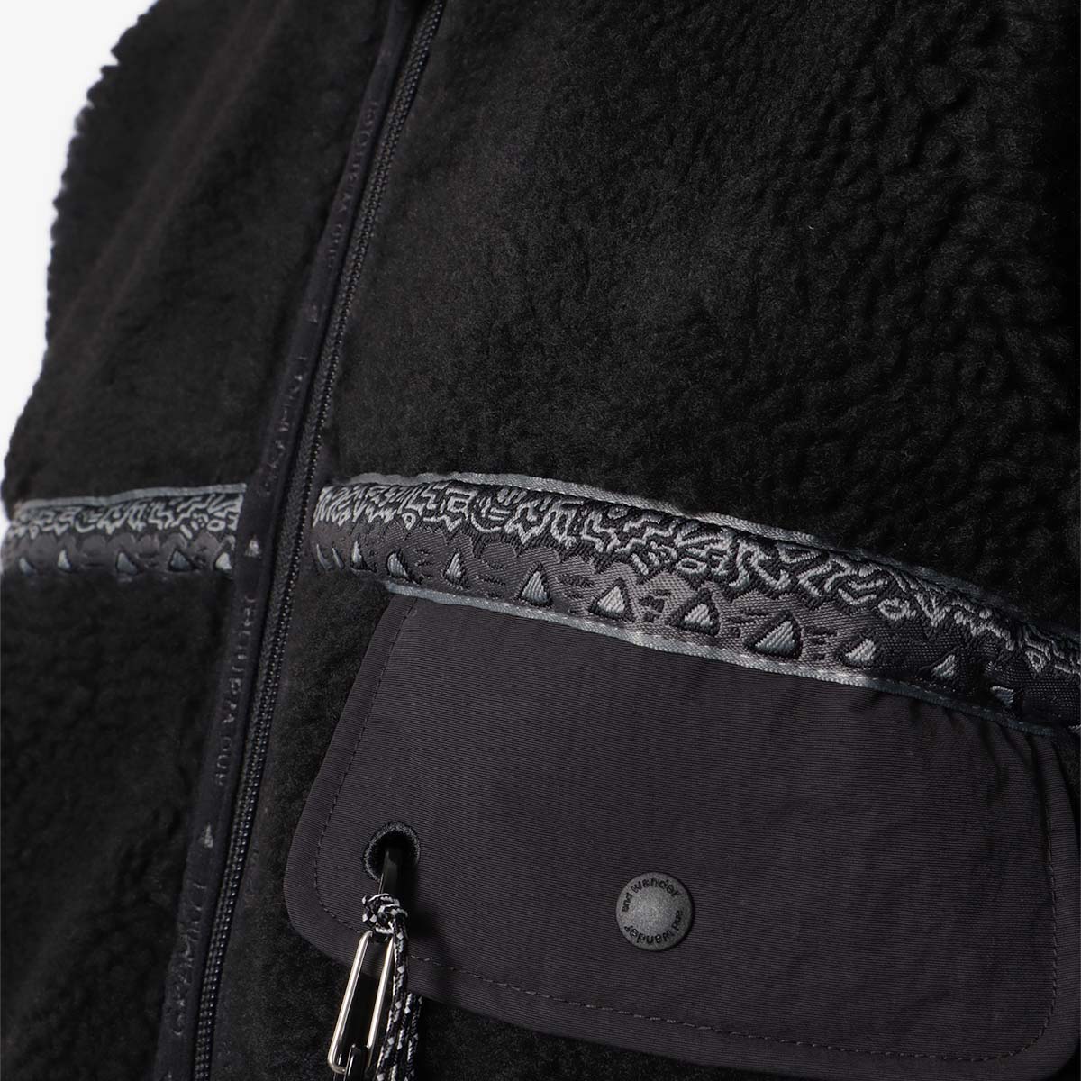 Gramicci x And Wander JQ Tape Fleece Jacket, Black, Detail Shot 4