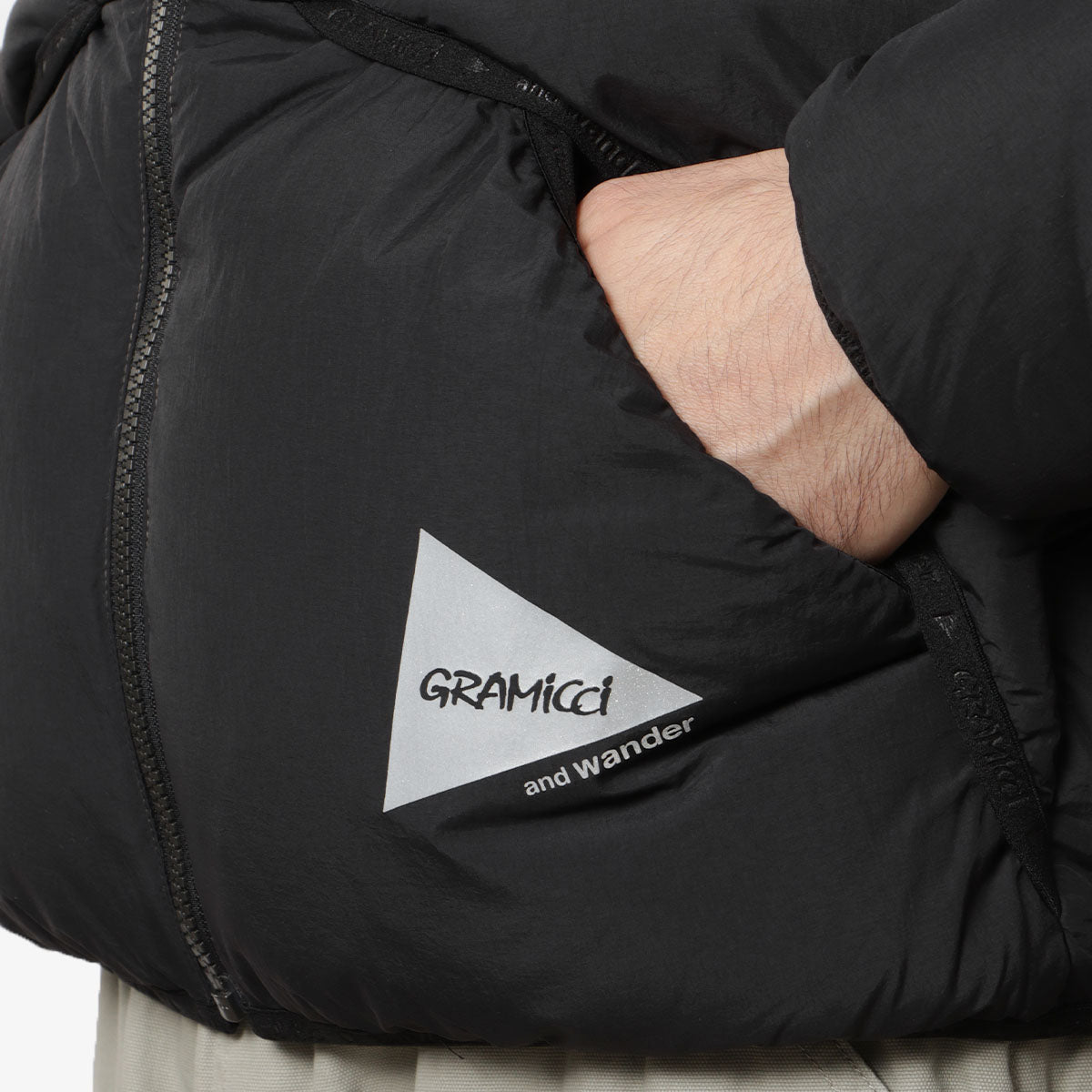 Gramicci x And Wander Down Jacket, Black, Detail Shot 5