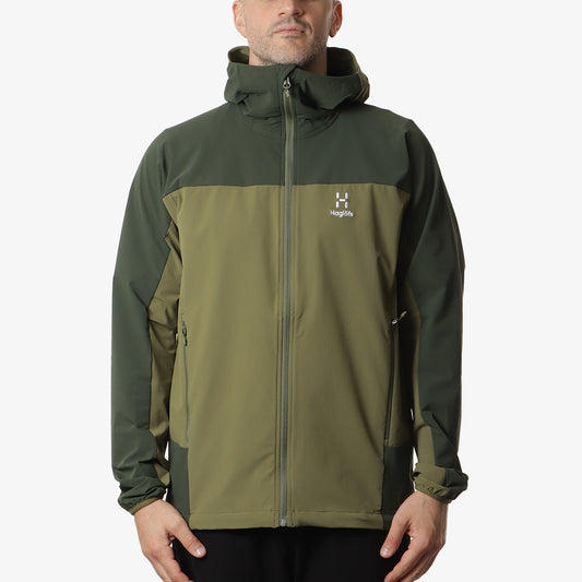 Haglofs Moran Softshell Hooded Jacket, Olive Green Seaweed Green, Detail Shot 1