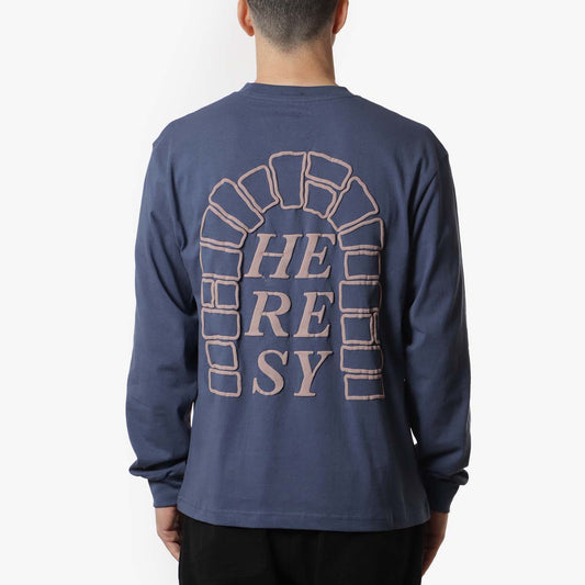 Heresy Arch Long Sleeve T-Shirt, Navy, Detail Shot 1