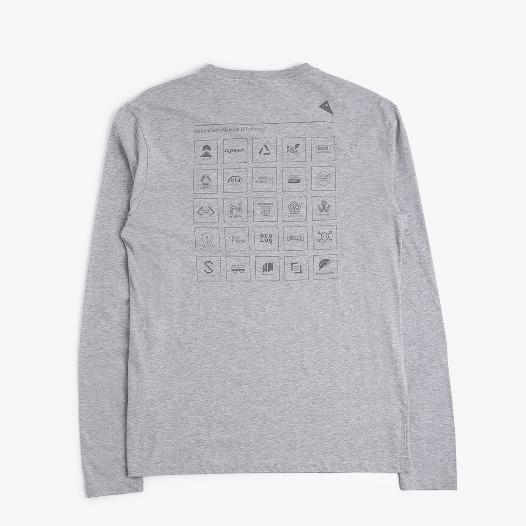 main Klattermusen Runa Elements Long Sleeve T-Shirt, Grey Melange, Detail Shot 1