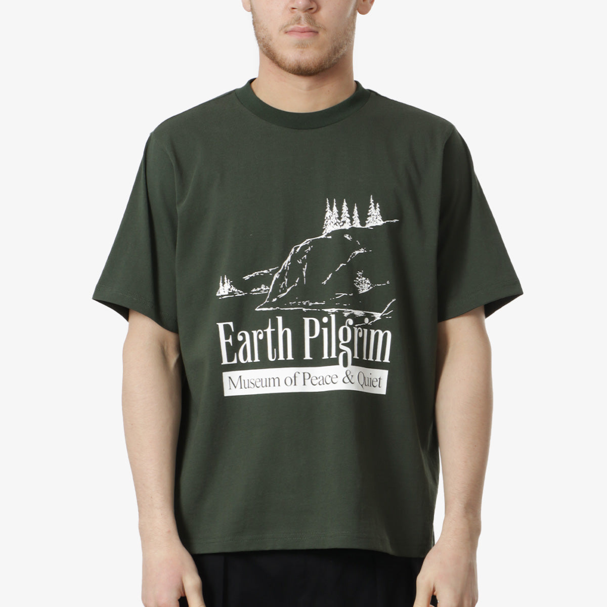 main Museum of Peace and Quiet Earth Pilgrim T-Shirt, Forest, Detail Shot 1