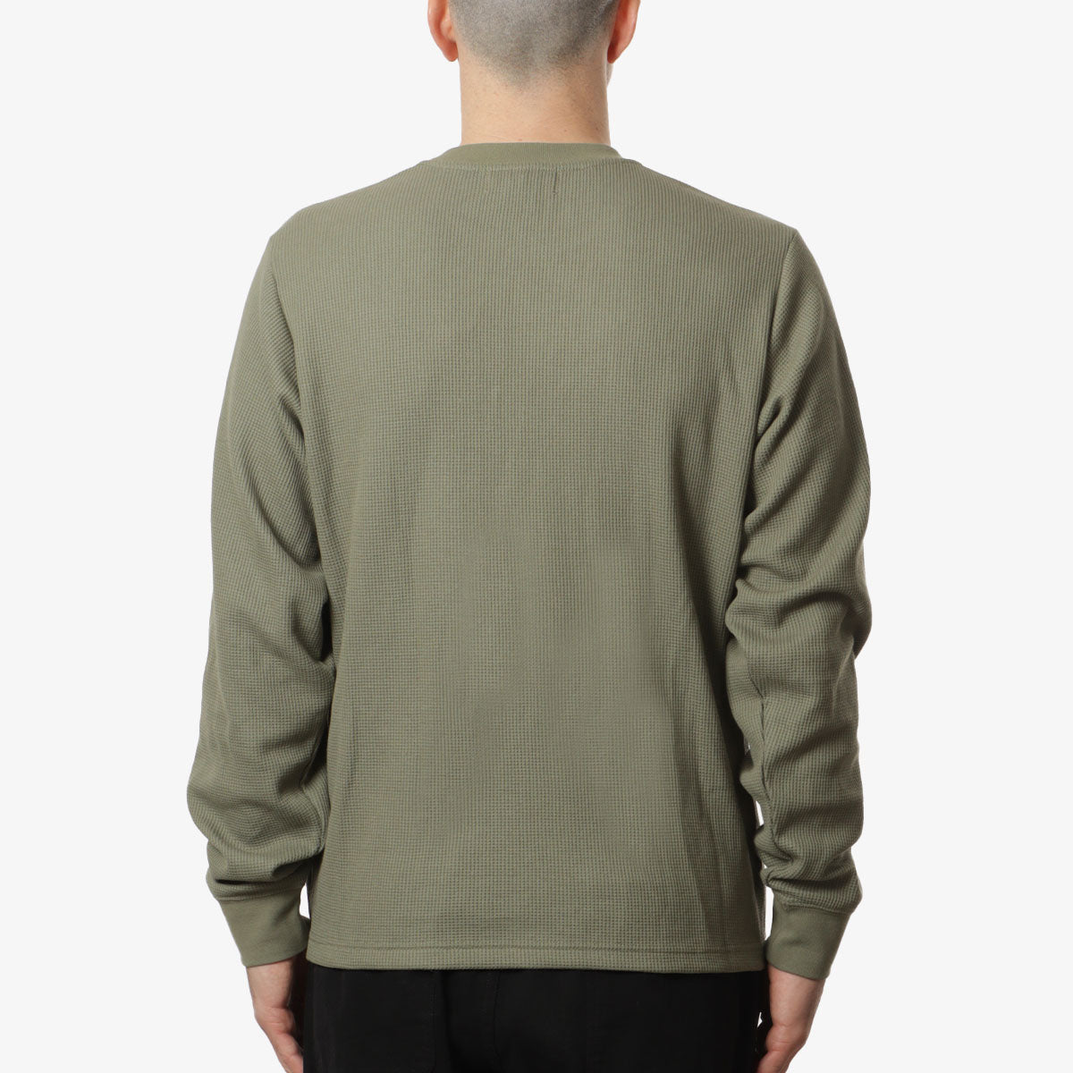 Museum of Peace and Quiet Surplus Long Sleeve Waffle T-Shirt, Olive, Detail Shot 4