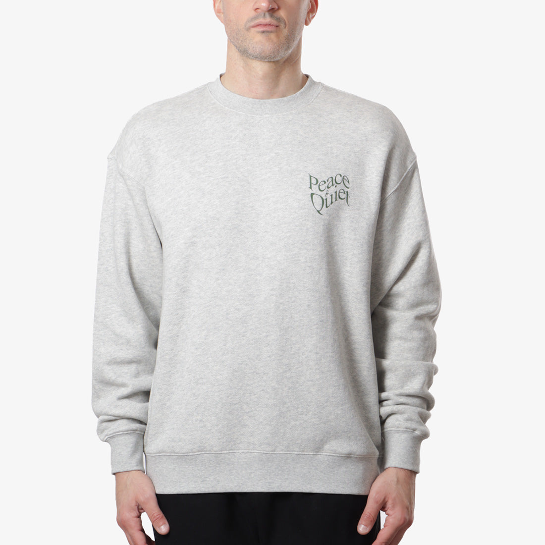 Museum of Peace and Quiet Warped Crewneck Sweatshirt, Heather Grey, Detail Shot 2