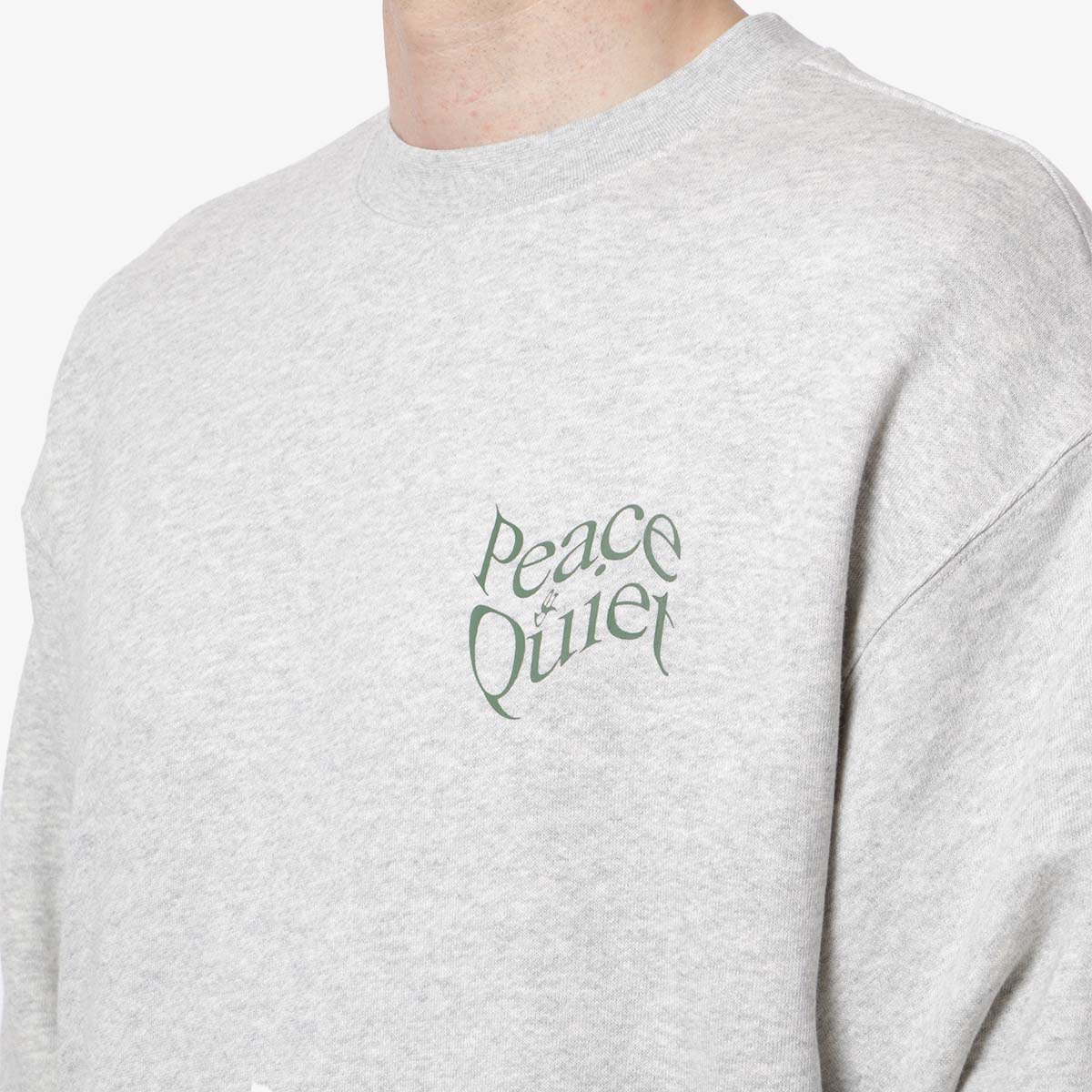 Museum of Peace and Quiet Warped Crewneck Sweatshirt, Heather Grey, Detail Shot 4