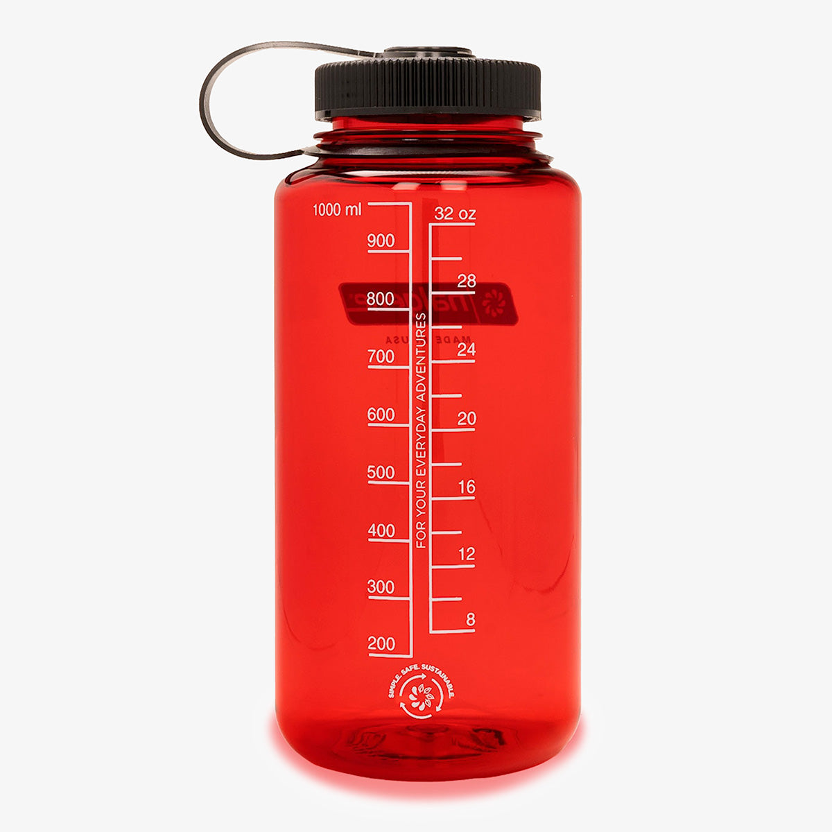 Nalgene Wide Mouth 1 Litre Tritan Sustain Water Bottle, Red, Detail Shot 2