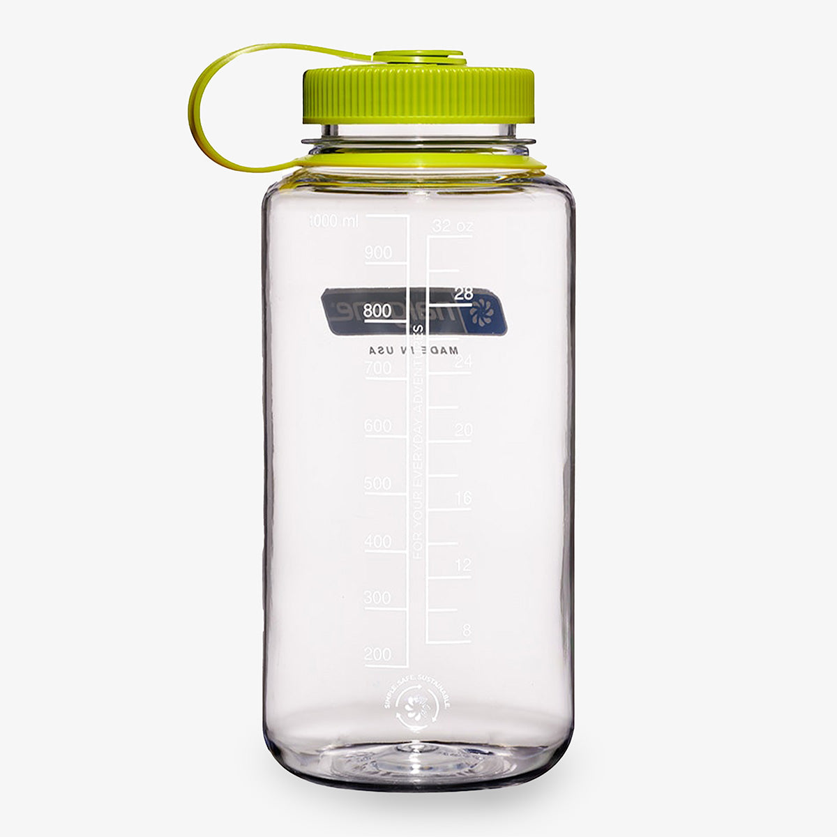 Nalgene Wide Mouth 1 Litre Tritan Sustain Water Bottle, Clear, Detail Shot 2