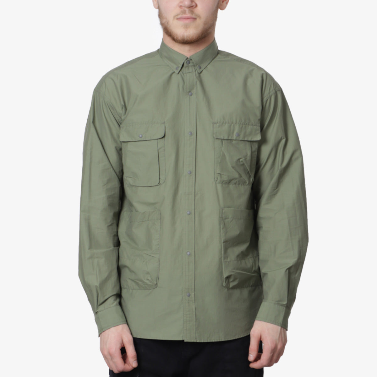 main Nanga C/N Ripstop Camp Shirt, Olive, Detail Shot 1