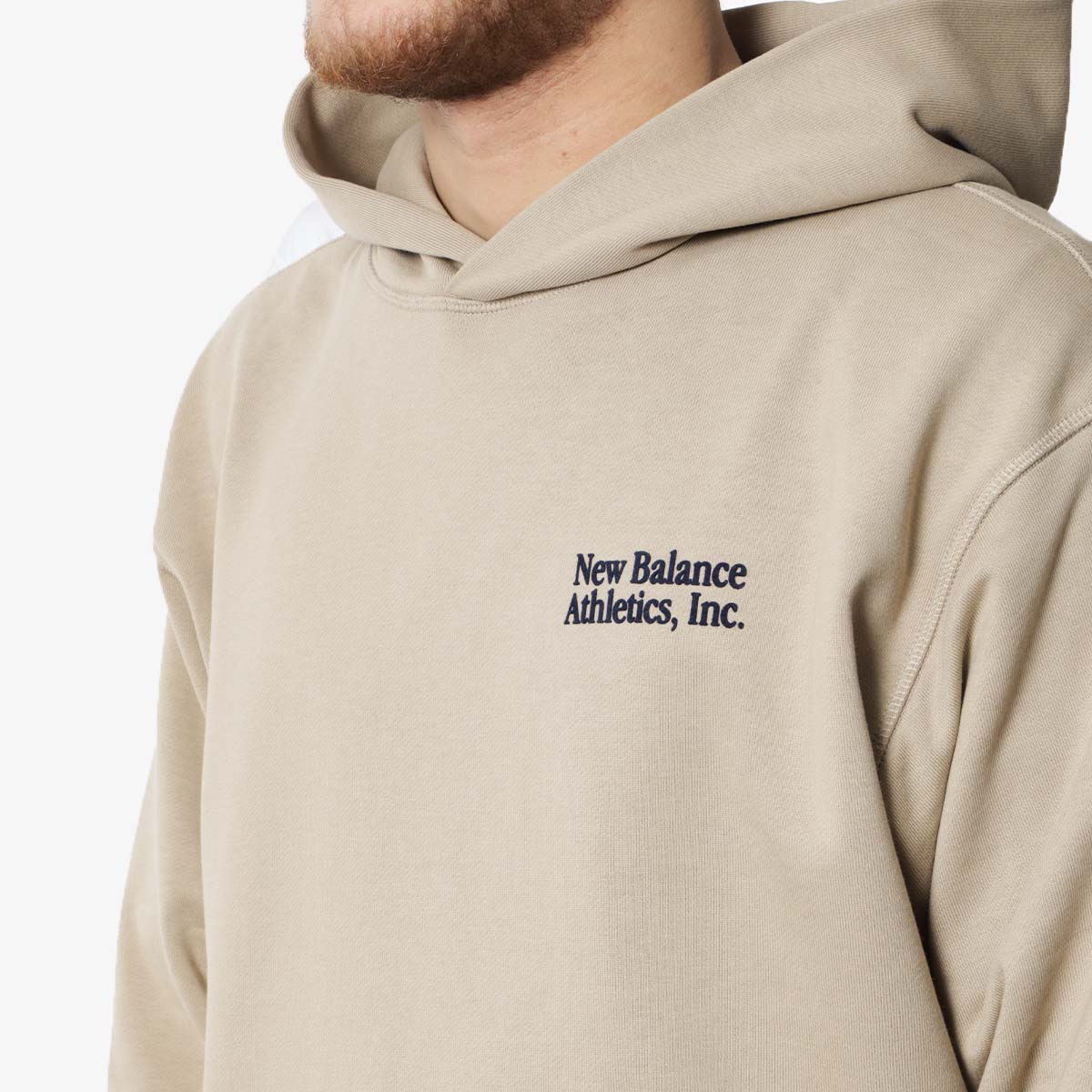 main New Balance Athletics Embroidered Relaxed Hoodie, Stoneware, Detail Shot 2