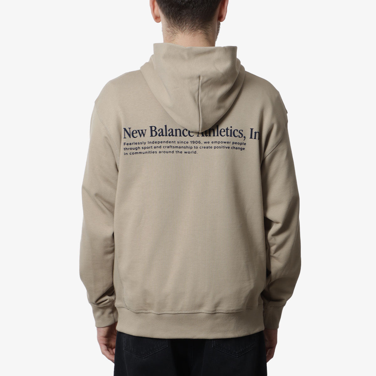 main New Balance Athletics Embroidered Relaxed Hoodie, Stoneware, Detail Shot 5