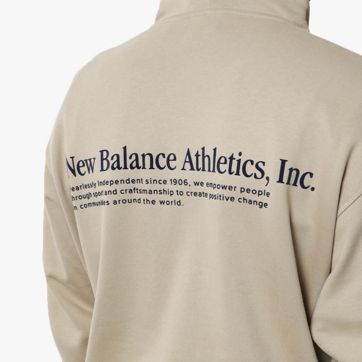 main New Balance Athletics Embroidered Relaxed Hoodie, Stoneware, Detail Shot 6