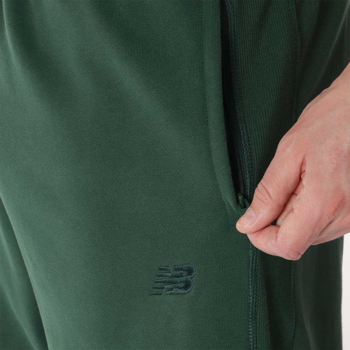 New Balance Athletics French Terry Joggers, Nightwatch Green, Detail Shot 5