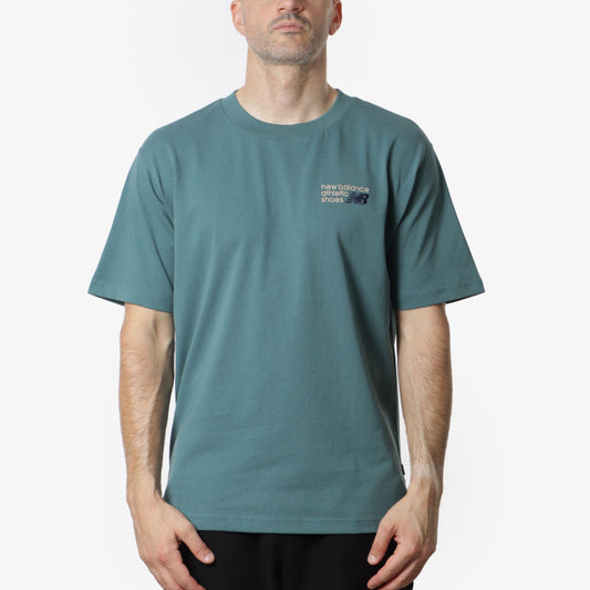 New Balance Athletics Premium Logo T-Shirt, New Spruce Green, Detail Shot 1