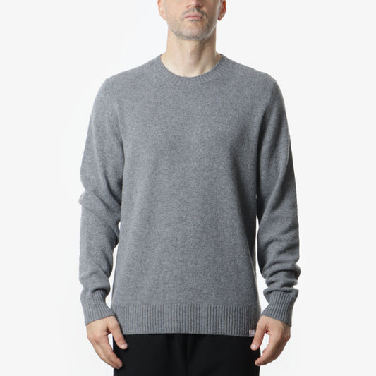 Norse Projects Norse Standard Merino Lambswool Sweater, Grey Melange, Detail Shot 1